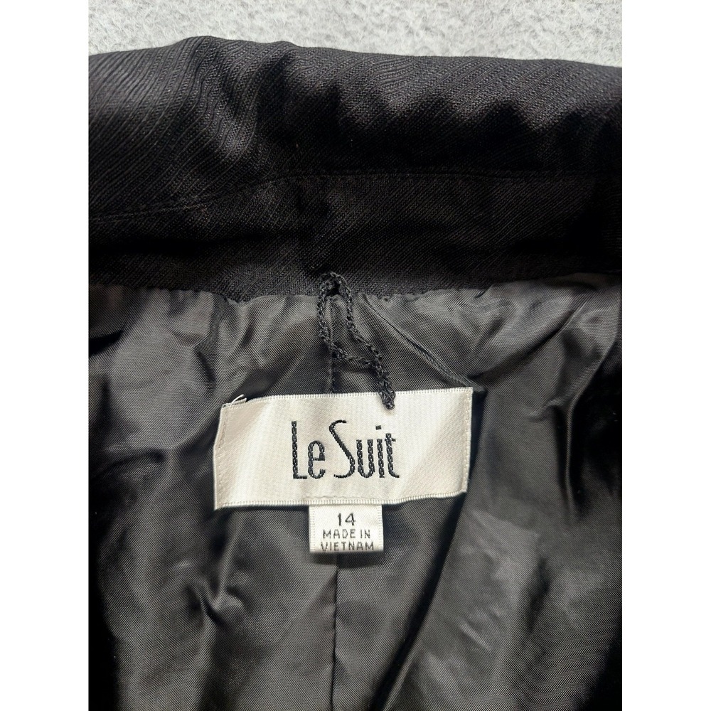 Le Suit Women Blazer Jacket 14 Black Button Front Pockets Single Breasted Career - Picture 6 of 15